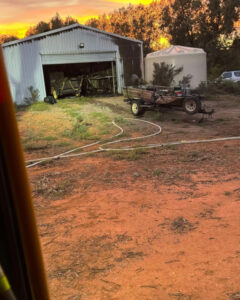 Fire melts part of shed