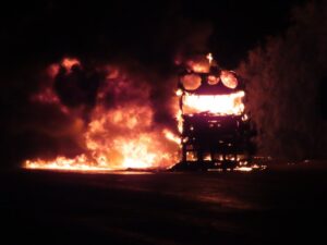 Truck inferno at Manna Hill