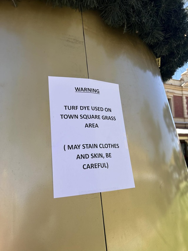 Town Square grass leaves a stain